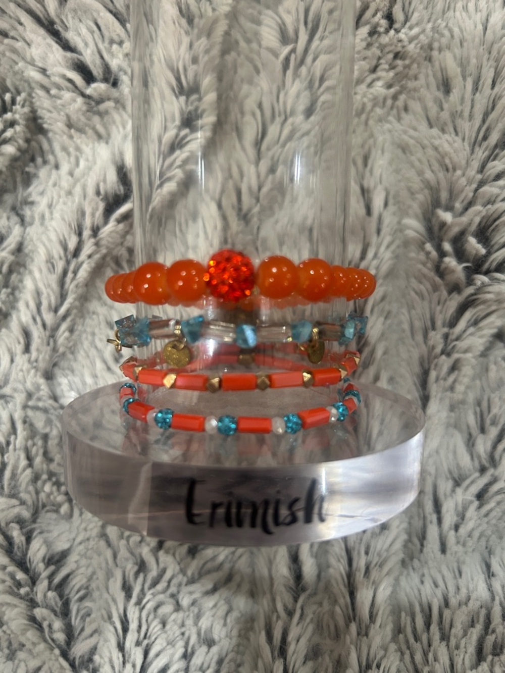 Erimish Orange and Turquoise Beaded Bracelet Stack